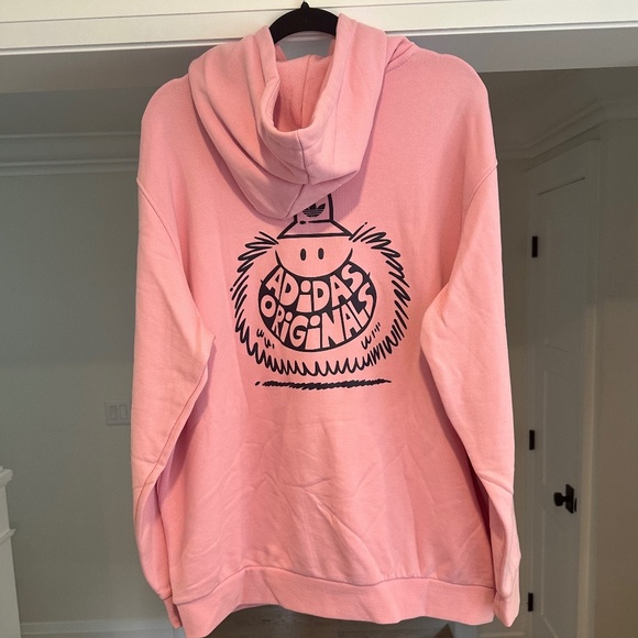 Men's Adidas Originals Pink Logo Loose Fit Hoodie - Size XL - Picture 6 of 16